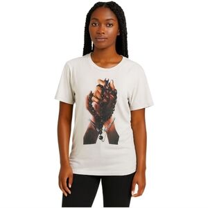 Rare Wash Wear Graphic Tee | Prayer Hands w/ Rosary Ending in Handcuffs | Statem